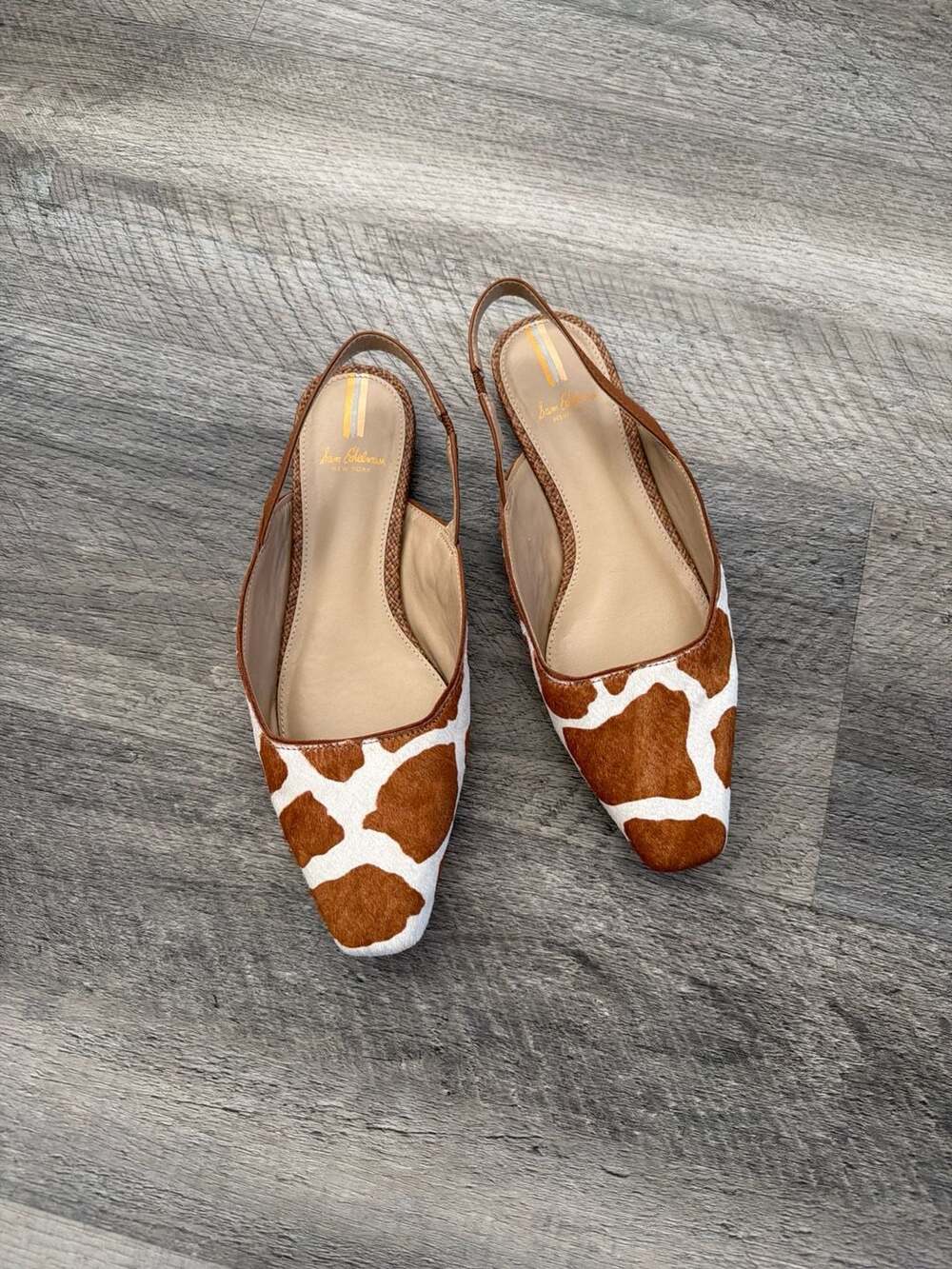 Sam Edelman Connel Giraffe Print Calf Hair Slingback Flats